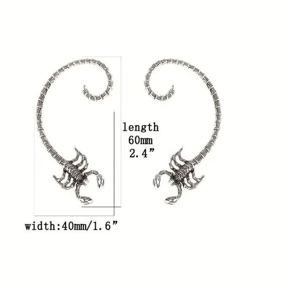 Scorpion Stainless Steel Ear Climber Ear Hugger Ear Jacket Stud Earrings - Picture 4 of 7